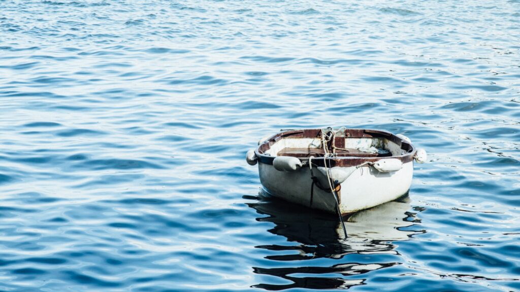 Wooden boat on water no people