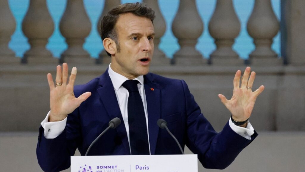 France's President Emmanuel Macron speaks during a plenary session at the Artificial Intelligence (AI) Action Summit, at the Grand Palais, in Paris, on February 11, 2025.