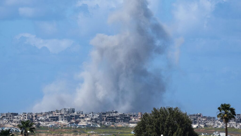 Smoke rises in northern Gaza on March 19, 2025