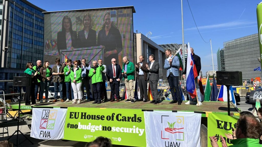 Brussels farmer protests on stage