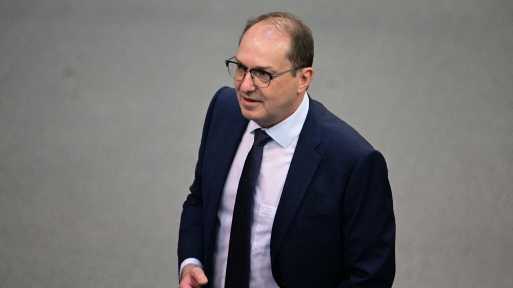 German Interior Minister (then designate) Alexander Dobrindt pictured at the Bundestag on May 6, 2025.