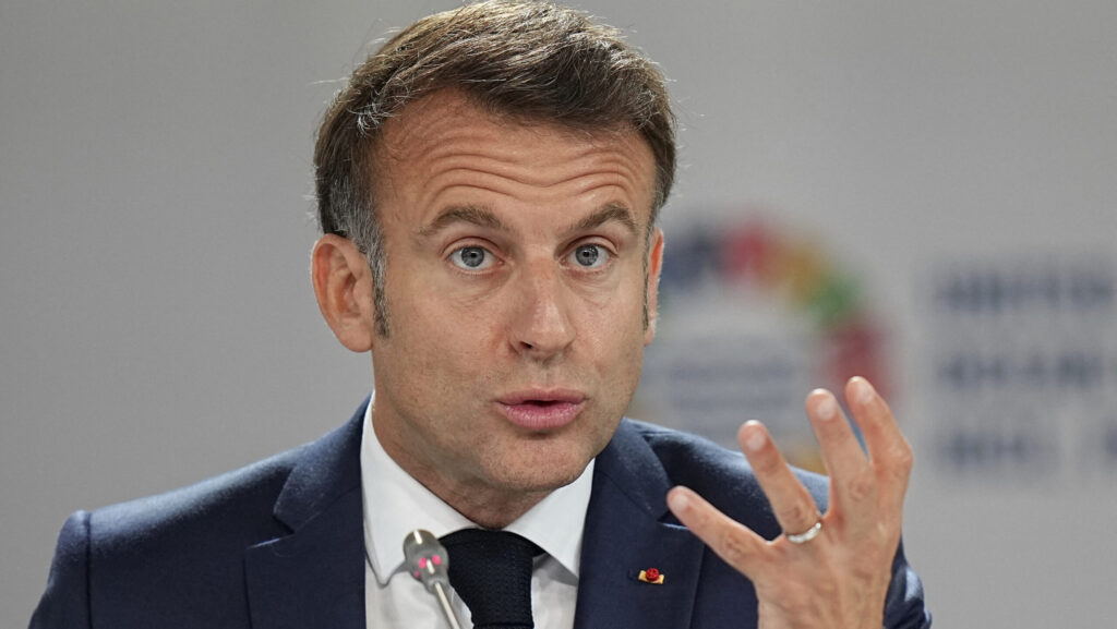 Emmanuel Macron speaking at UN Oceans Conference