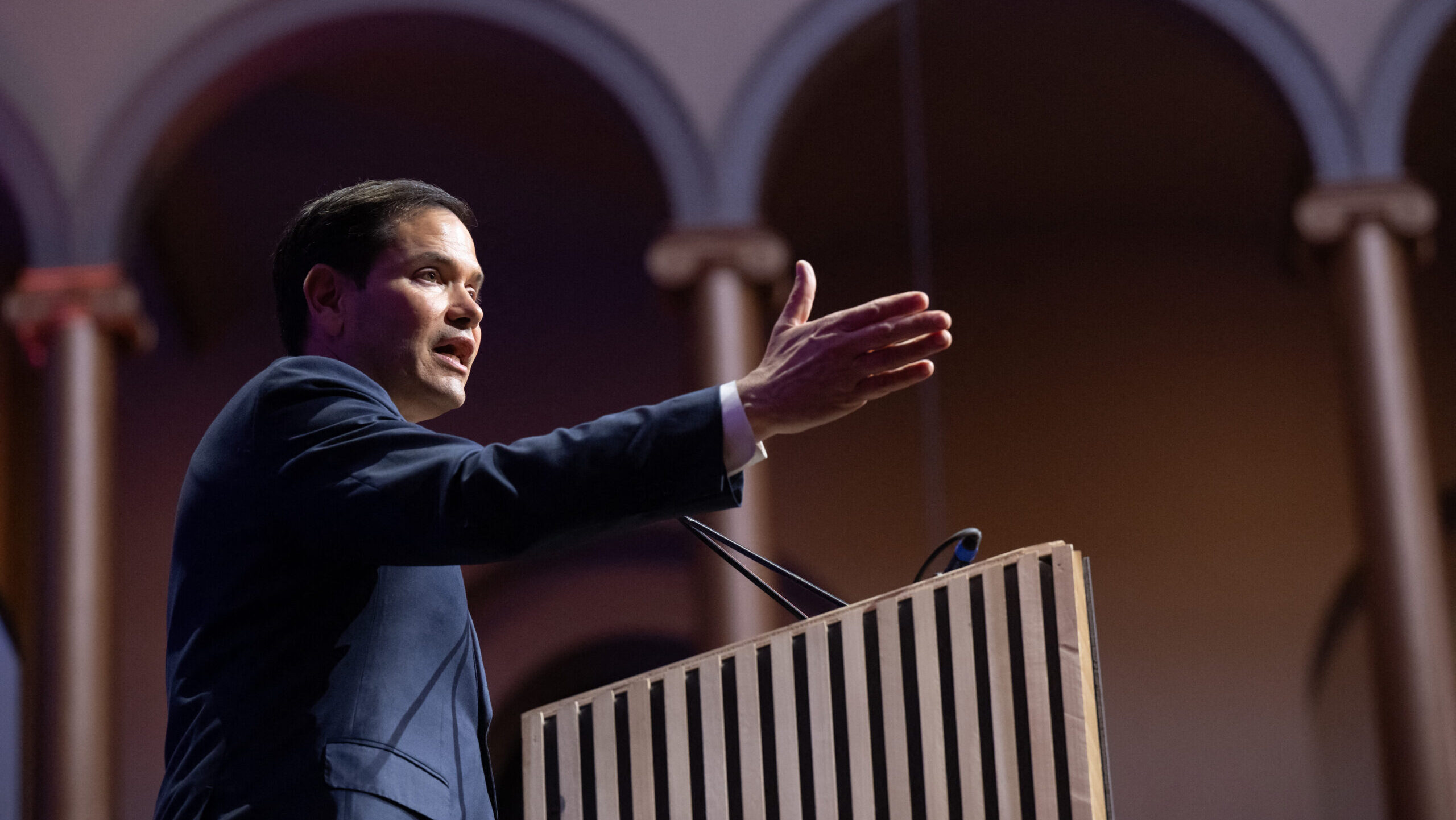 Marco Rubio gesturing with right hand while speaking