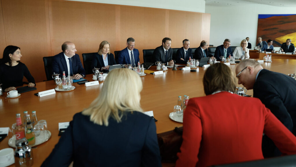 Merz government cabinet seated around large oval table