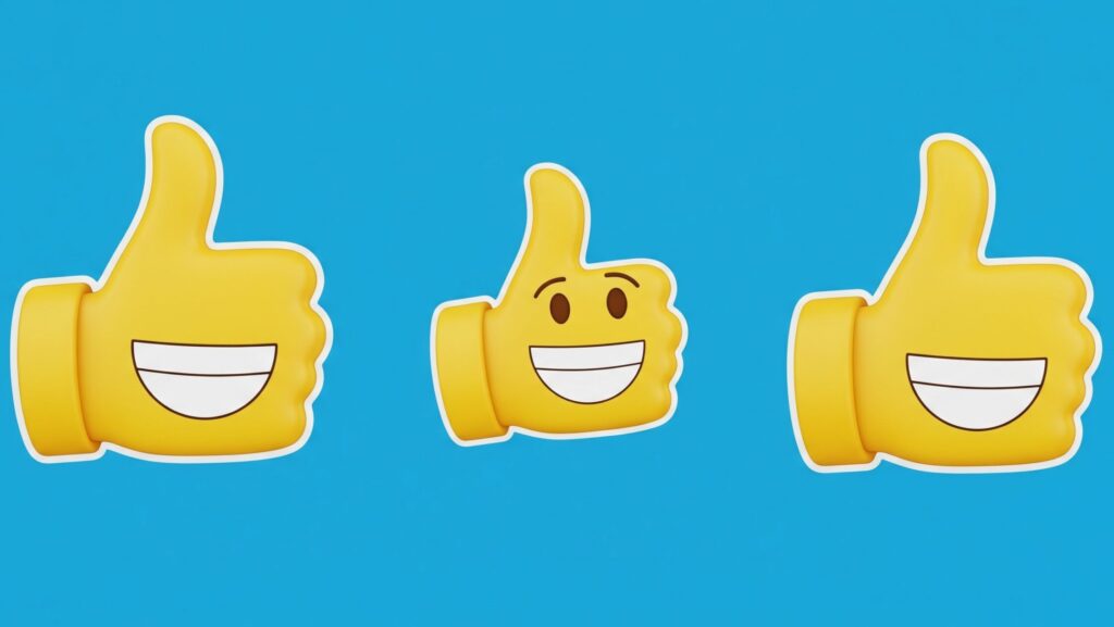 three thumbs up emoticons