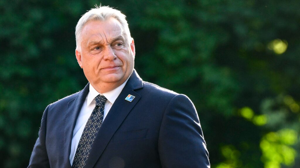 Hungary’s Prime Minister Viktor Orbán arrives for a social dinner at the Huis ten Bosch Royal Palace during the NATO Summit in The Hague on June 24, 2025.