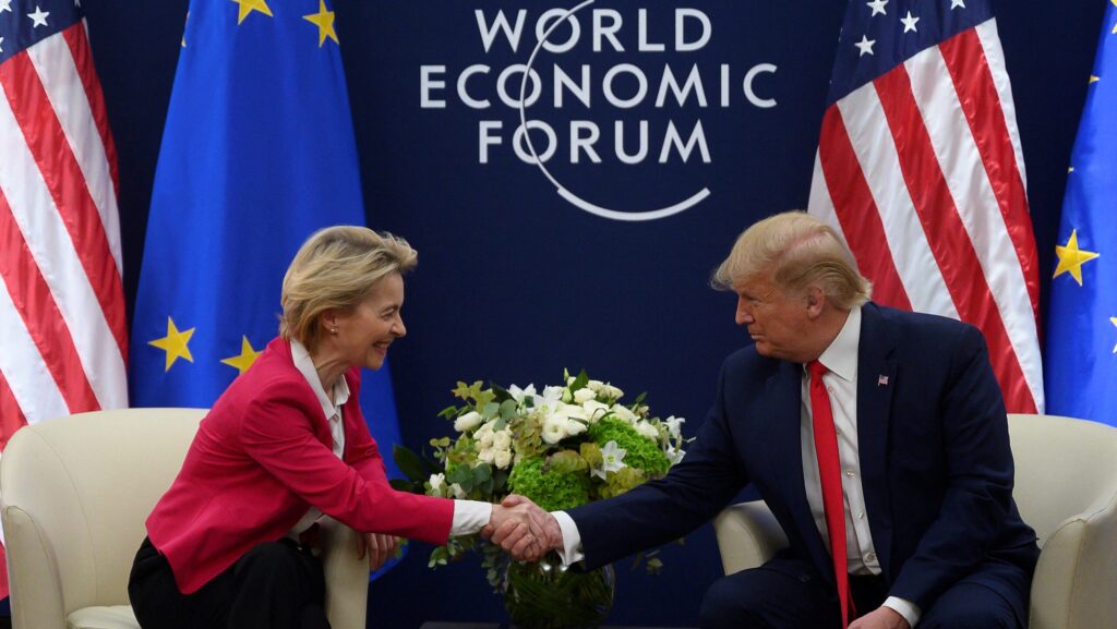 Donald Trump and von der Leyen meet at the World Economic Forum in Davos, on January 21, 2020