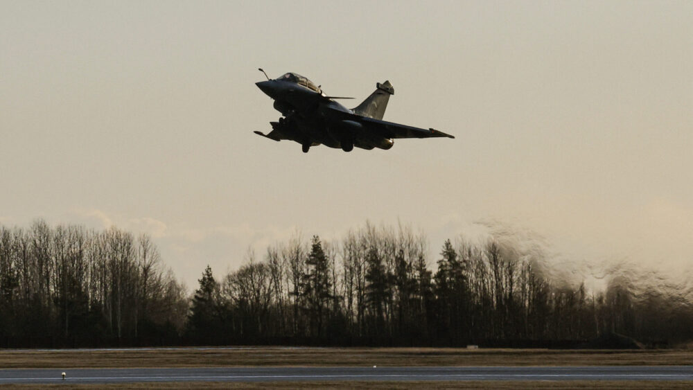A Rafale B standard F4 fighter jet in Lithuania