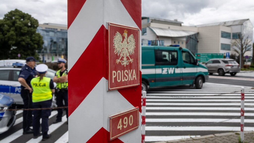 Poland's border mark in Slubice, western Poland