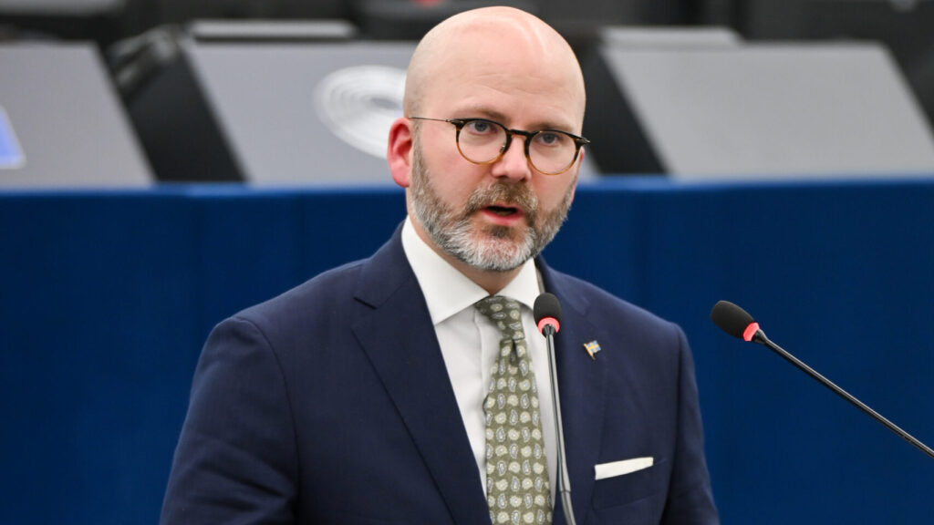 Charlie Weimers Sweden Democrats speaking in EU Parliament
