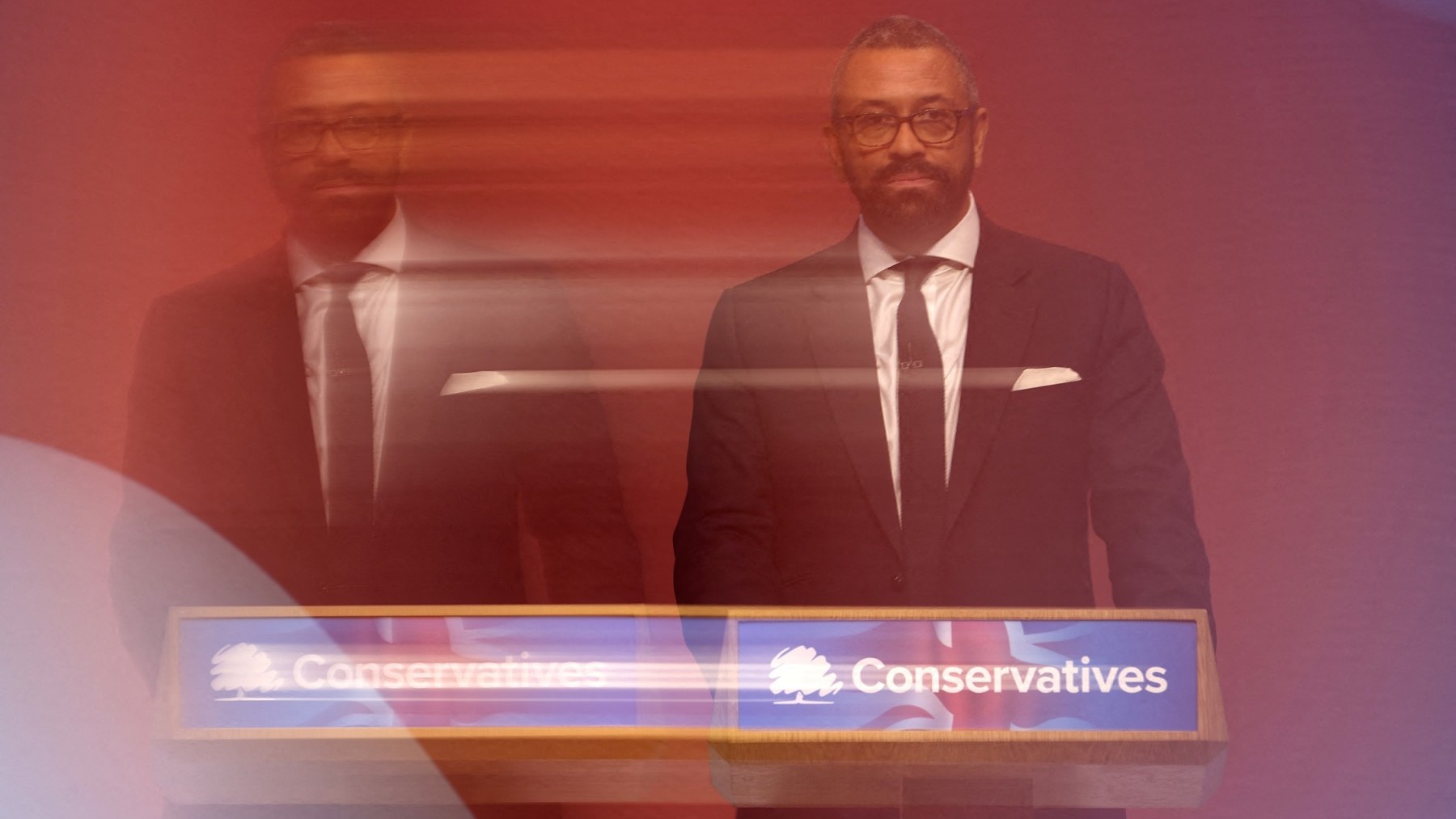 Conservative Party Shadow Home Secretary James Cleverly delivers a speech on the final day of the annual Conservative Party Conference in Birmingham on October 2, 2024.