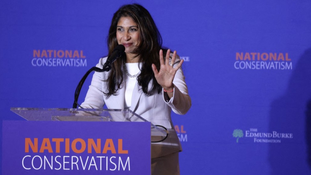 Member of the British Parliament, former Secretary of State for the Home Department Suella Braverman speaks during the National Conservatism Conference on July 8, 2024 in Washington, D.C.