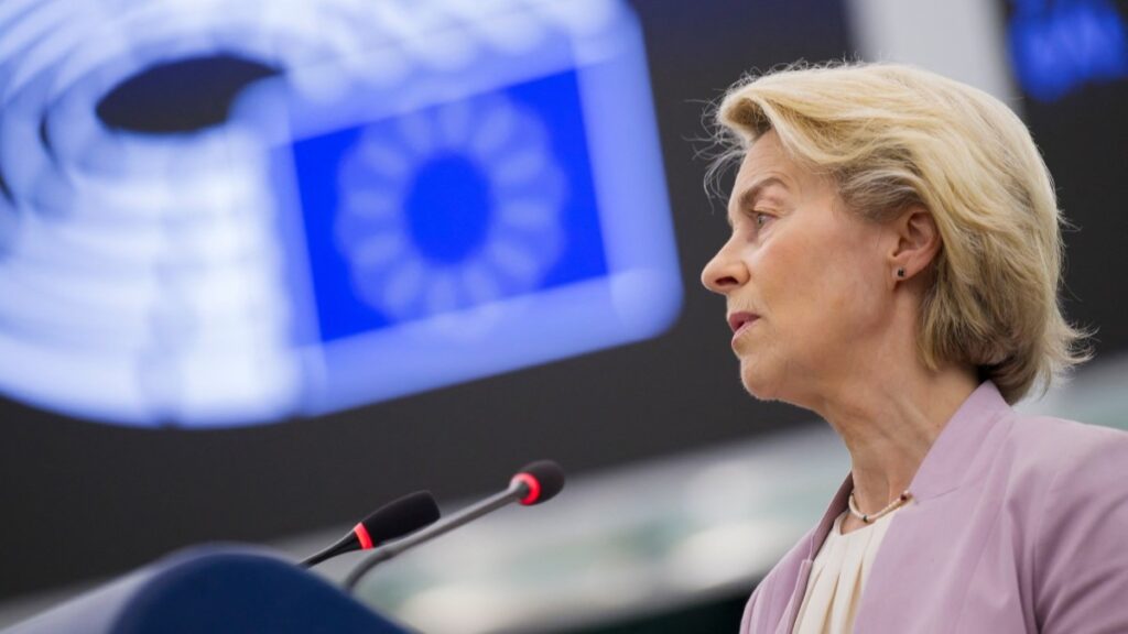 President of the European Commission Ursula von der Leyen on July 7, 2025 in Strasbourg.
