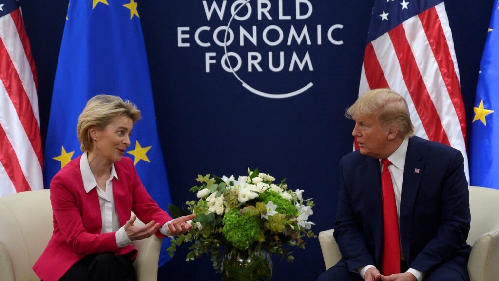 Ursula von der Leyen and Donald Trump at the WEF in 2020