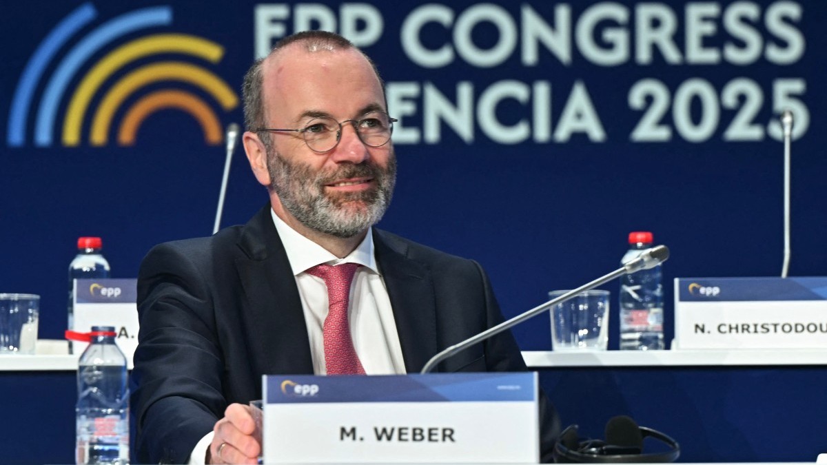 President of the European People's Party (EPP) Manfred Weber seen before the start of the second day of the European People's Party (EPP) congress in Valencia, on April 30, 2025