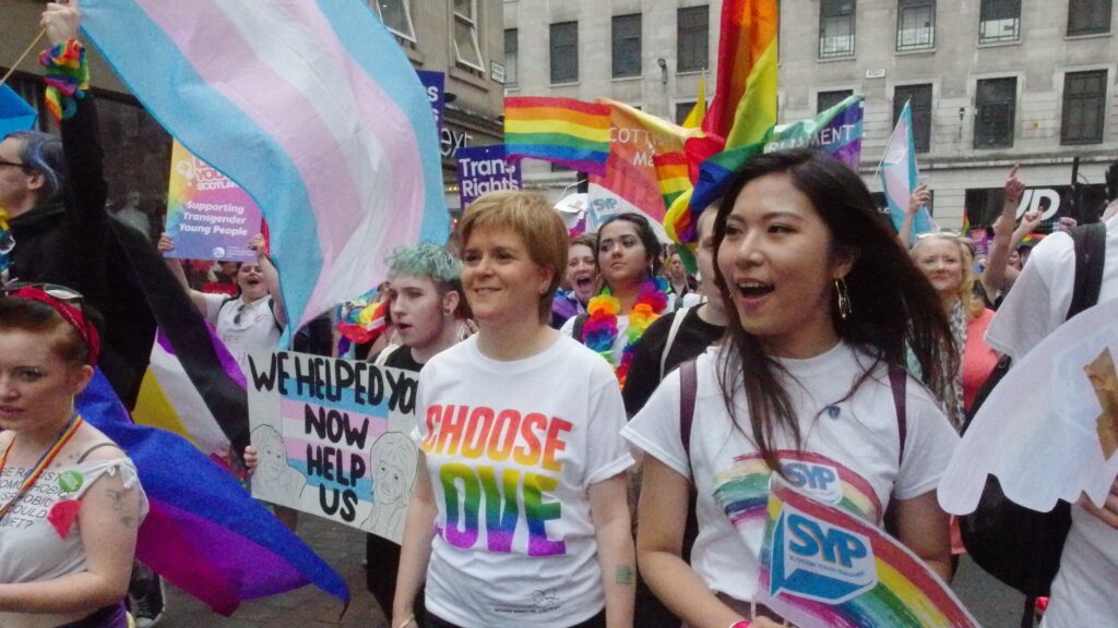 Nicola Sturgeon leading the Pride Parade in Glasgow, Scotland in 2018