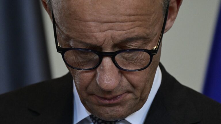 German Chancellor Friedrich Merz addresses a press conference in Berlin on July 29, 2025.