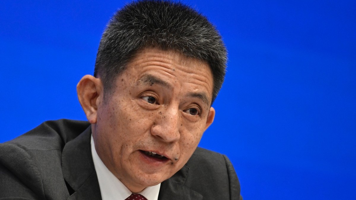 Li Chenggang, China’s International Trade Negotiator and Vice Minister of Commerce, speaks during a press conference in Beijing on July 18, 2025.