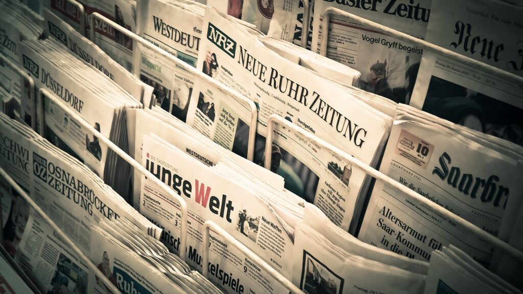 German regional newspapers in rack