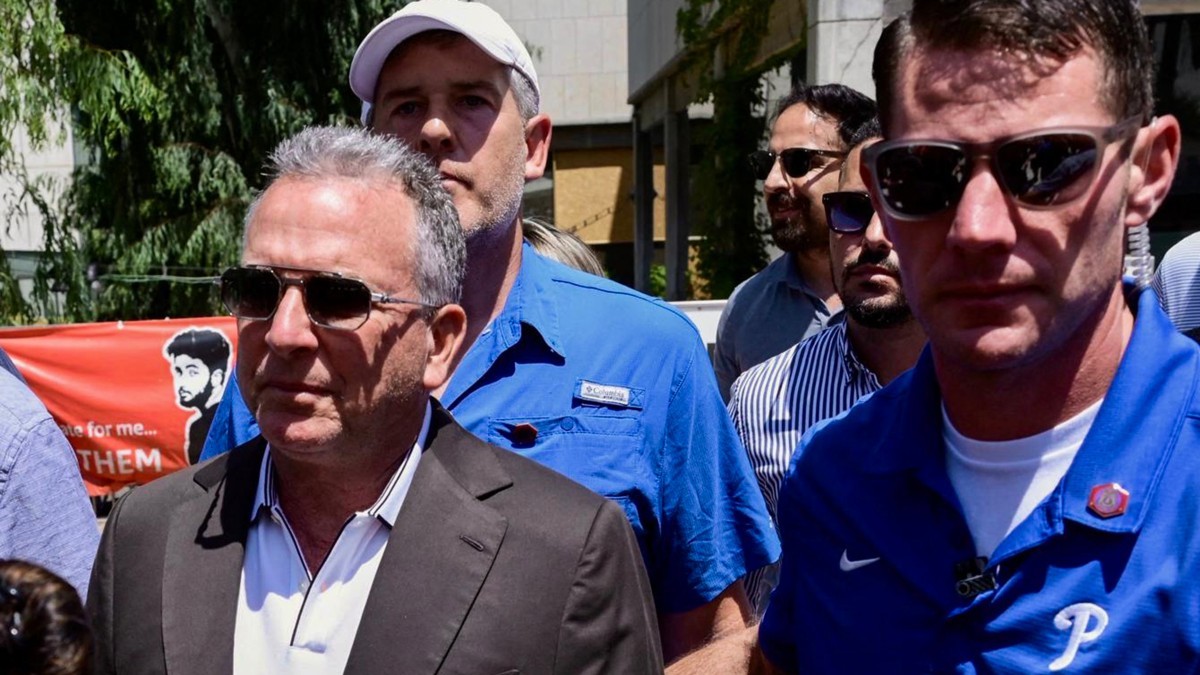 U.S. Special Envoy Steve Witkoff (L) arrives to meet families of Israelis held hostage by Hamas terrorists in the Gaza Strip on August 2, 2025.