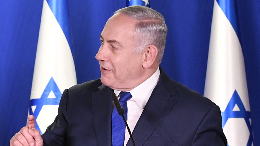 Benjamin Netanyahu durng a dinner at his residence in 2018