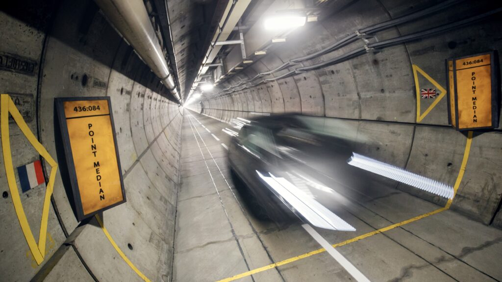 Channel Tunnel service road at midpoint