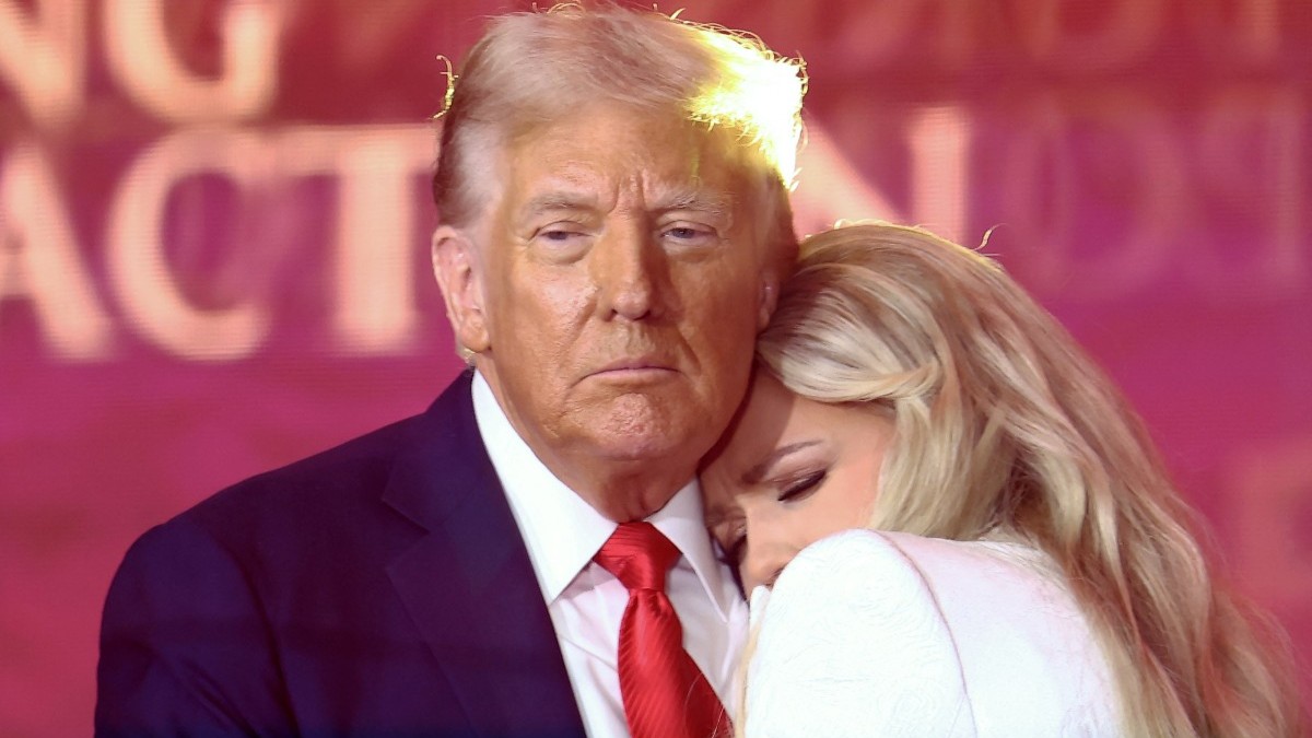 President Trump and Charlie Kirk's widow Erika Kirk's embrace during the Charlie Kirk Memorial in Glendale, Arizona on September 21, 2025