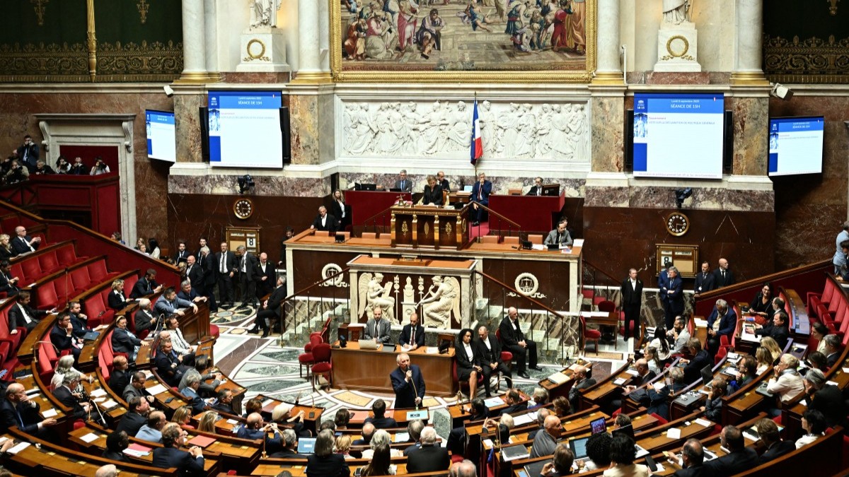 François Bayrou speaks in the French National Assembly before he loses confidence vote on September 8 2025