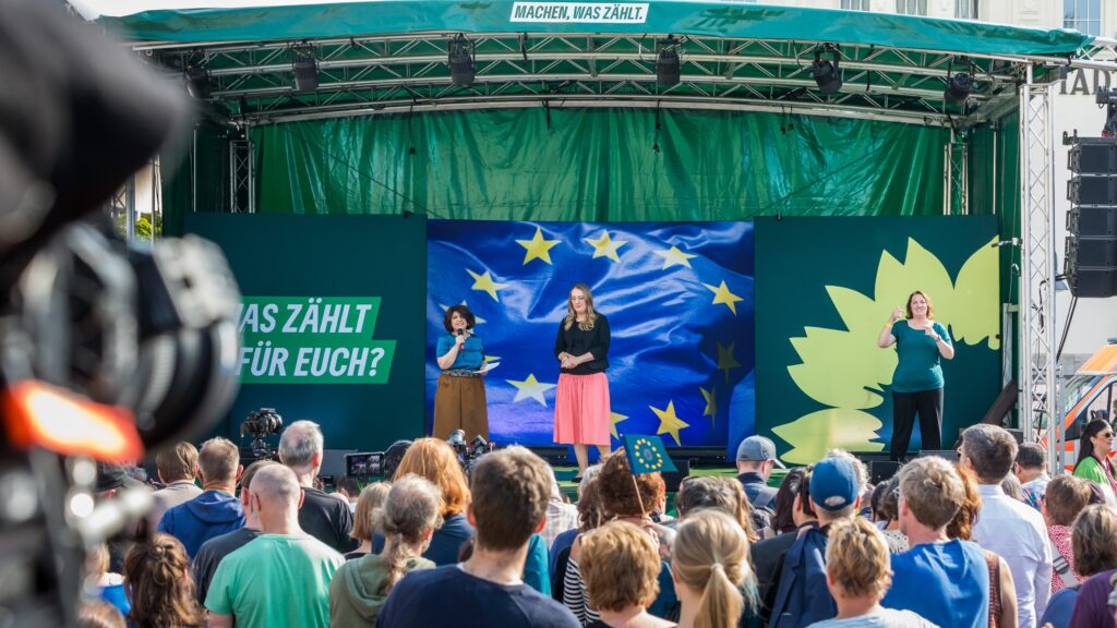 Green Party EU elections campaign rally in Köln-Ehrenfeld in 2024