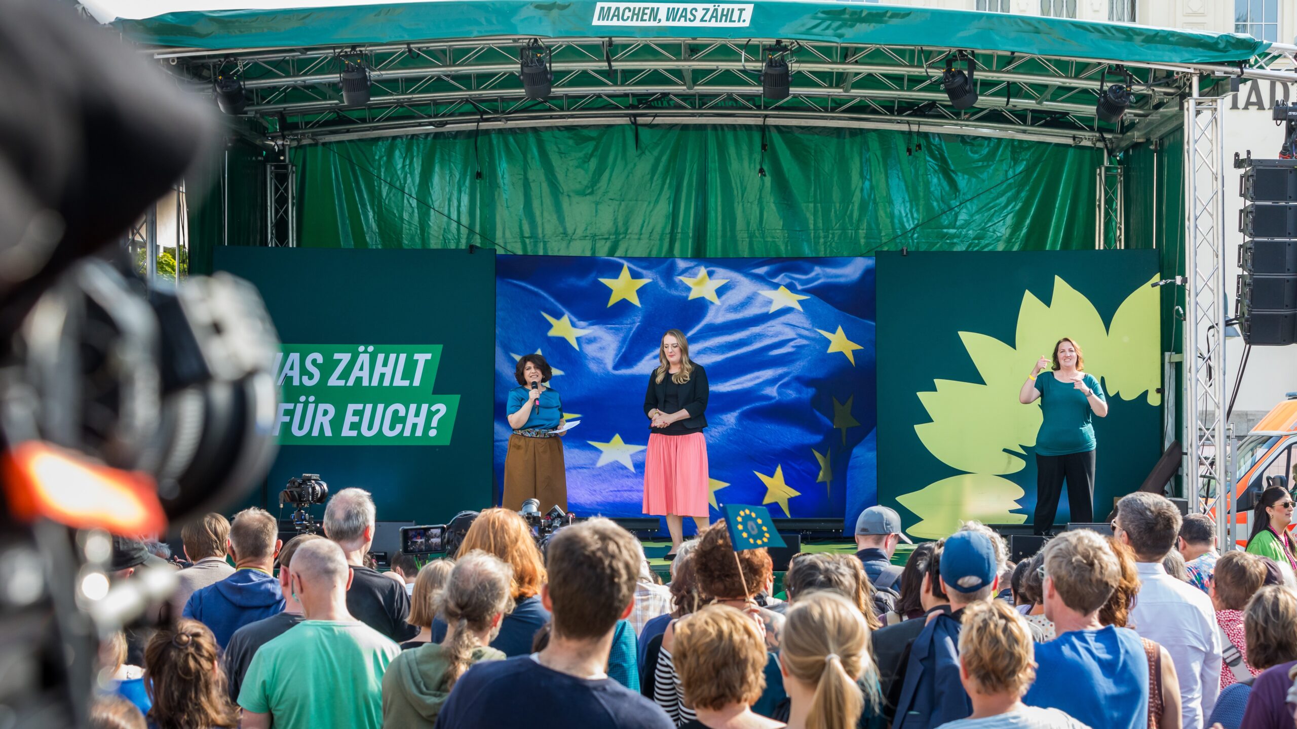 Green Party EU elections campaign rally in Köln-Ehrenfeld in 2024