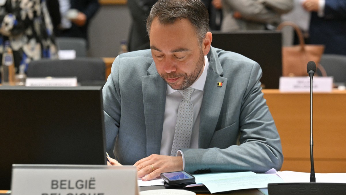 Belgium's Minister of Foreign Affairs, European Affairs and Development Cooperation Maxime Prévot takes notes prior to the start of a European Union Foreign Affairs Council Meeting in Brussels on March 17, 2025.