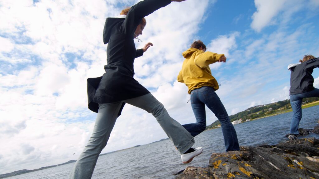 Young people enjoying a day outdoors near Stavanger, Norway