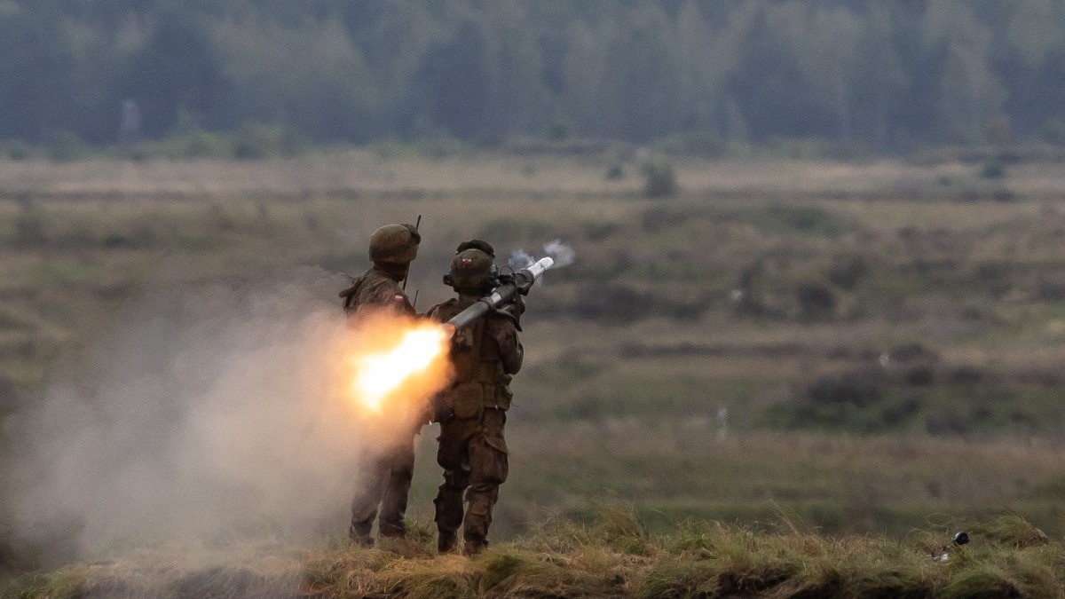 Polish soldiers fire the ‘Piorun’ (Thunderbolt) man-portable air-defence missile during military exercises of Poland and NATO allied countries in Orzysz on September 17, 2025.