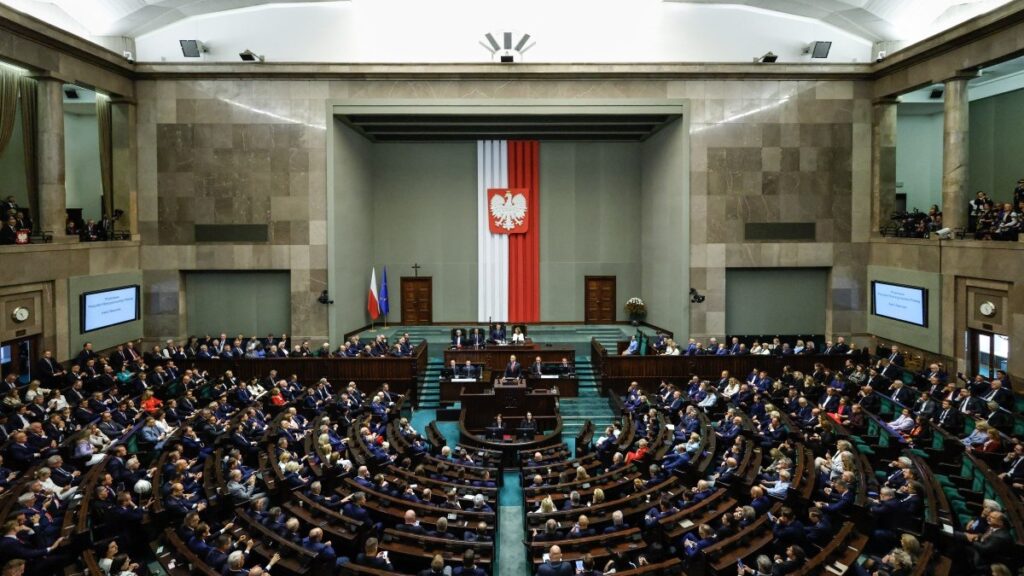 The Sejm during the swearing-in ceremony of Poland's President Karol Nawrocki on August 6, 2025 in Warsaw.