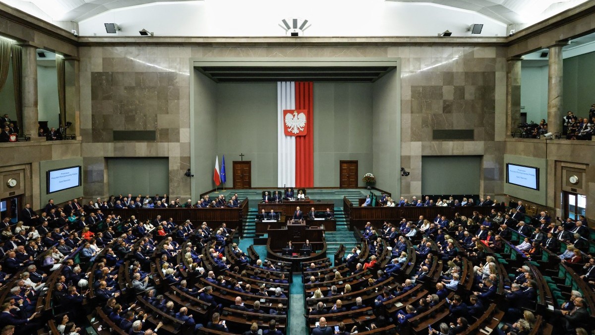 The Sejm during the swearing-in ceremony of Poland's President Karol Nawrocki on August 6, 2025 in Warsaw.