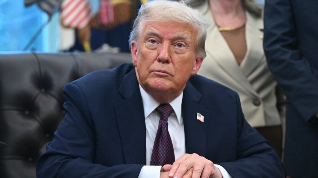 U.S. President Donald Trump speaks looks on after signing an order sending National Guard troops to Memphis, in the Oval Office of the White House in Washington, D.C., on September 15, 2025.