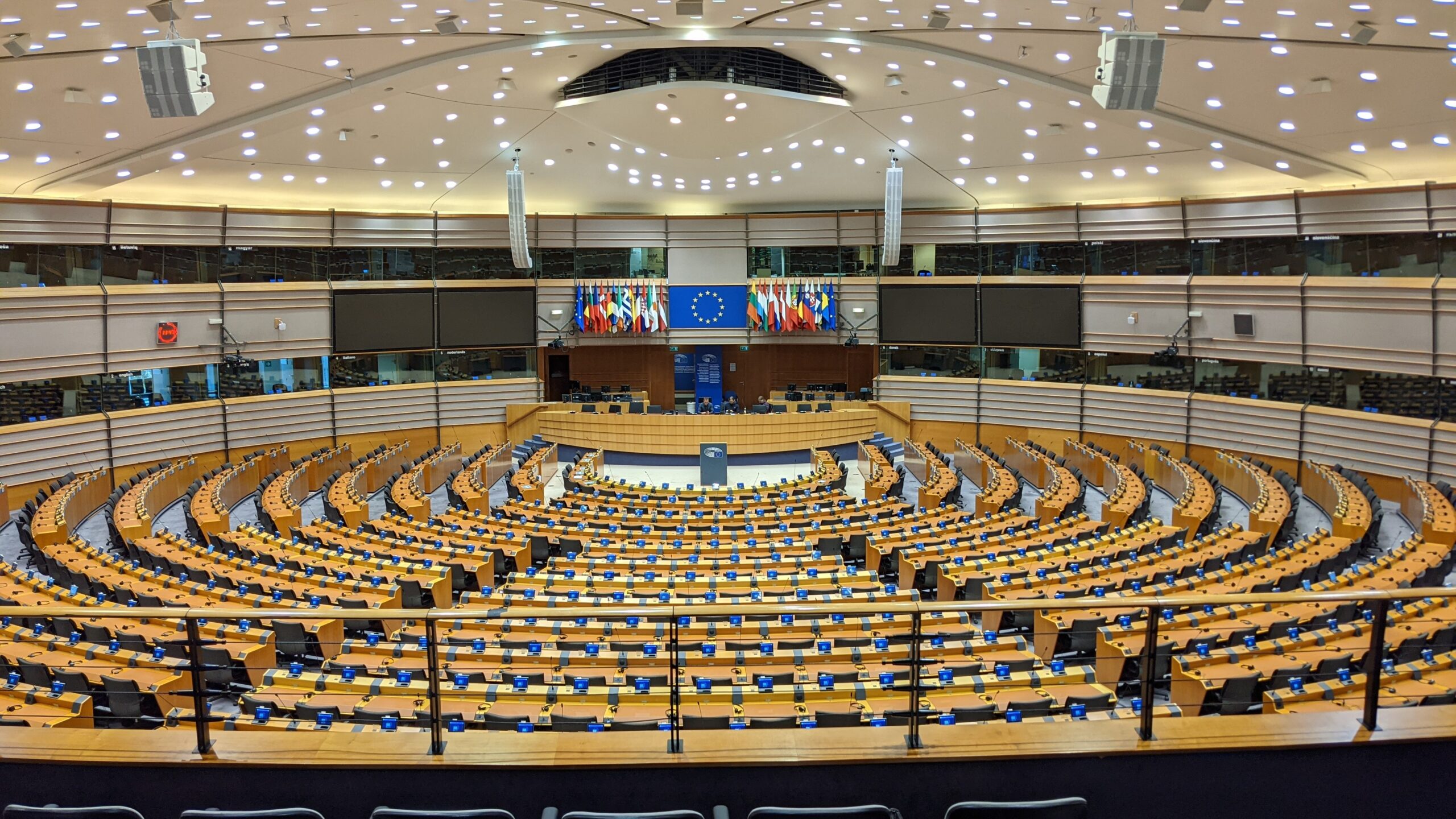 The main chamber of the European Parliament in Brussels