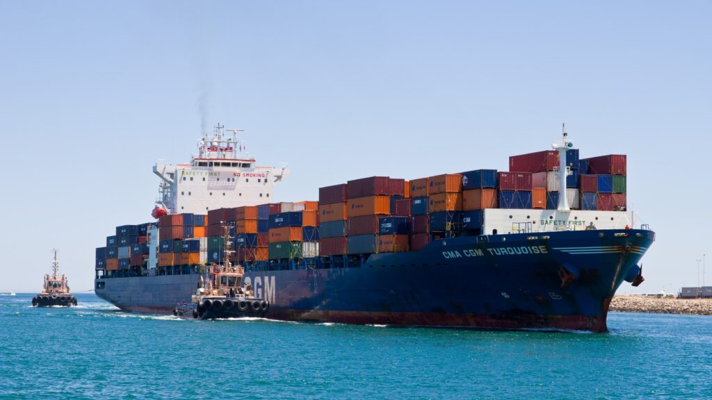 The Greek container ship CMA CGM Turquoise