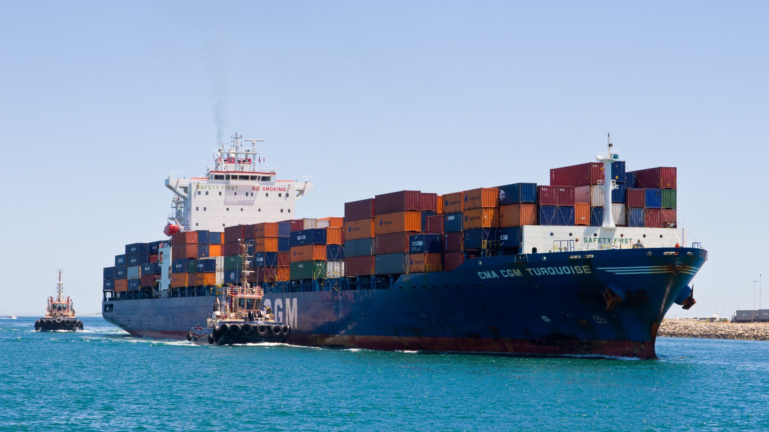 The Greek container ship CMA CGM Turquoise