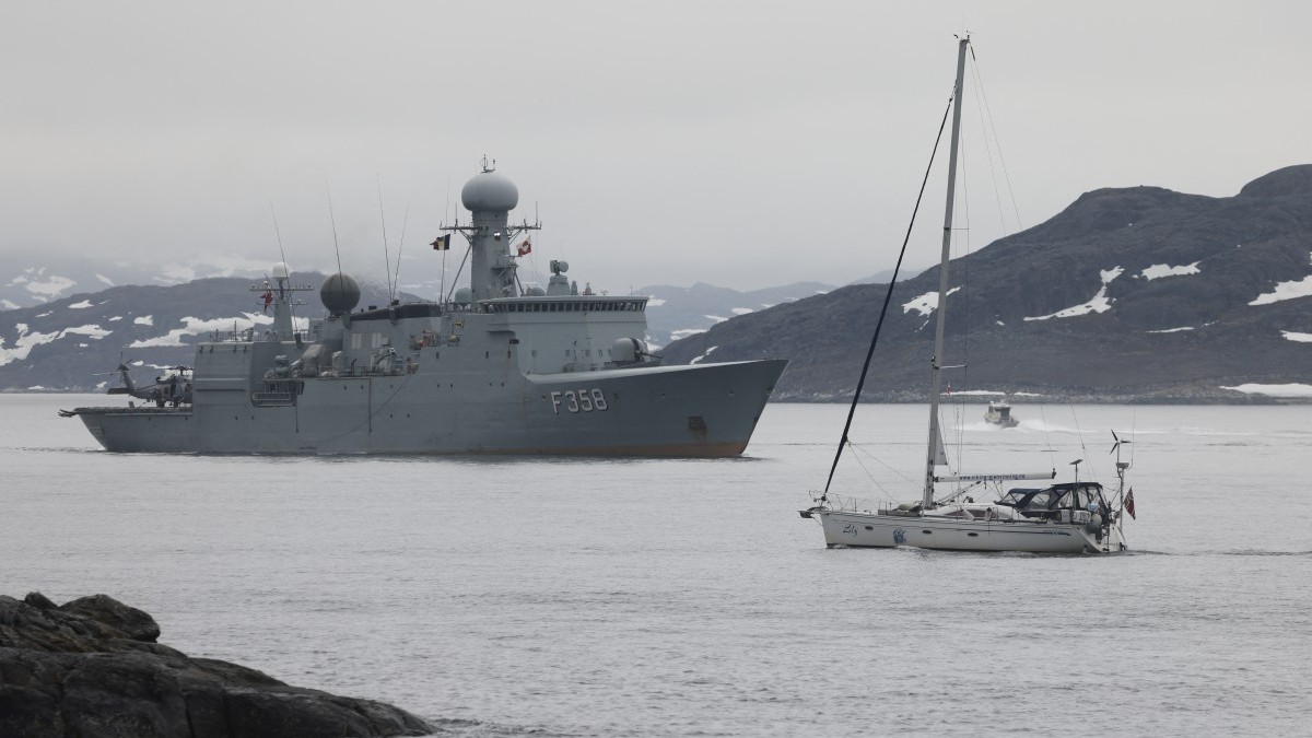 Danish fleet's frigate Triton pictured in Nuuk, Greenland, on June 15, 2025