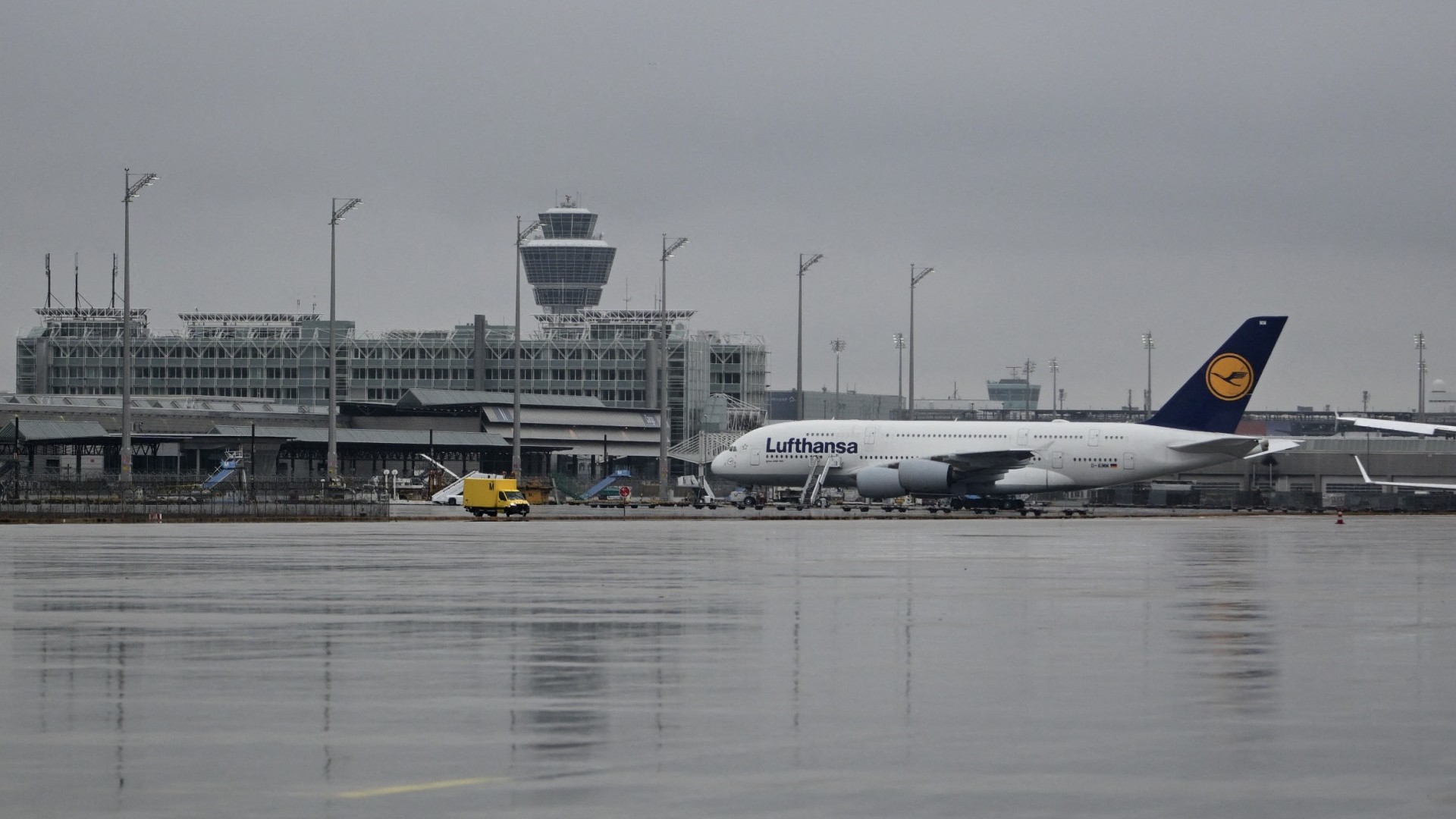 A plane of German airline Lufthansa sits on the tarmac on February 13, 2025 at Munich international airport in Munich, Germany.