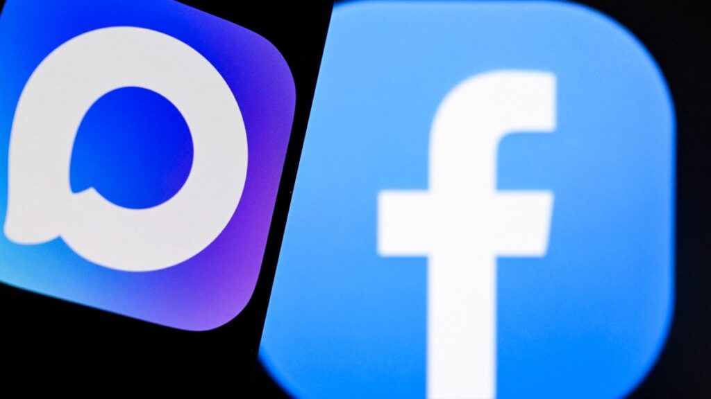 MAX and Facebook logos on a smartphone