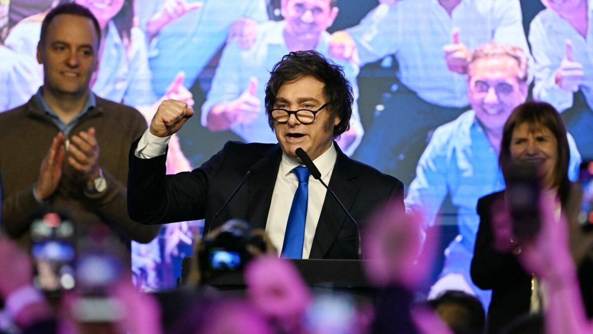 Milei speaking after midterm win