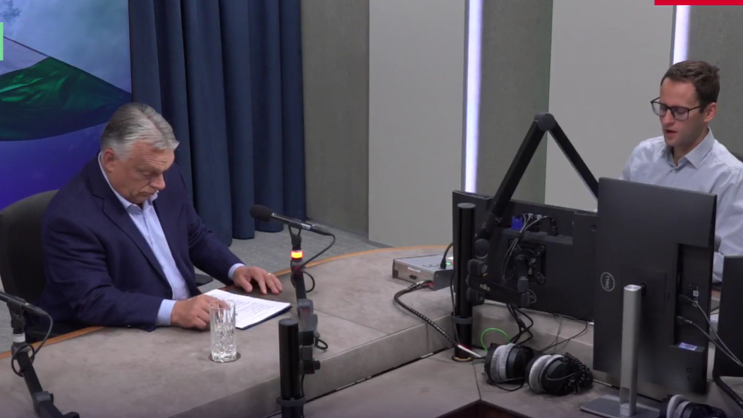 Hungarian Prime Minister Viktor Orbán during his regular Friday morning interview on public radio on October 3, 2025