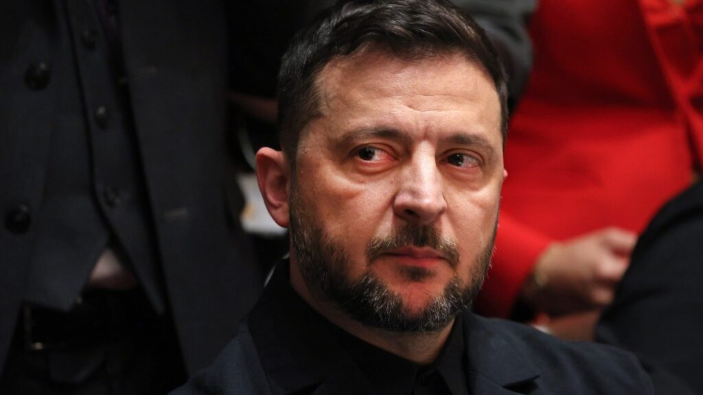 Ukrainian President Volodymyr Zelensky during his meeting with U.S. President Donald Trump (unseen) in the Cabinet Room of the White House in Washington, D.C., on October 17, 2025.