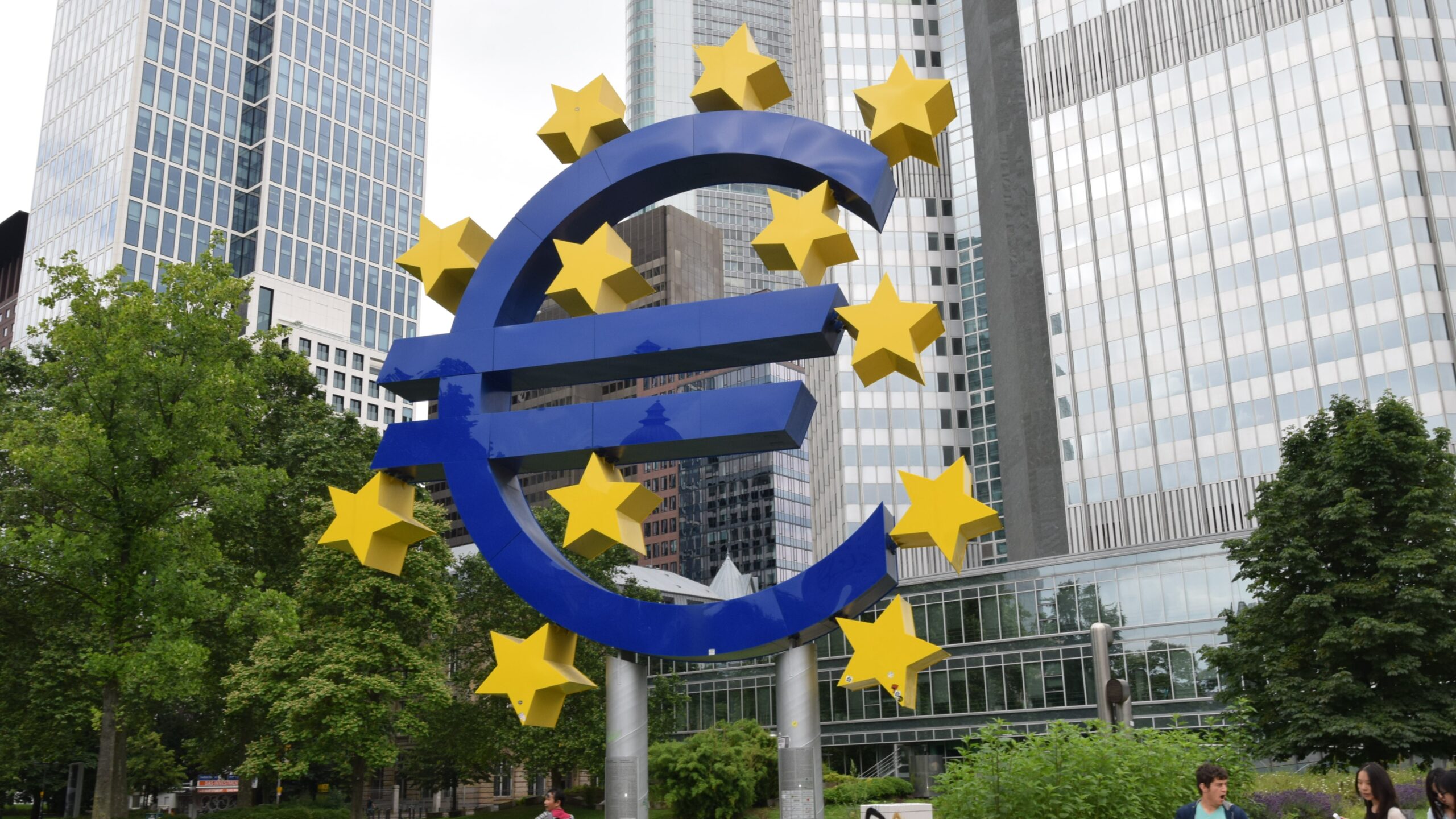 The Euro Sculpture at Willy Brandt Platz in Frankfurt am Main, Germany