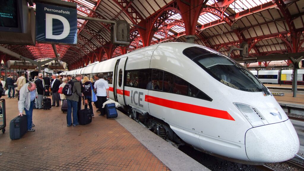A German ICE high-speed train at Copenhagen Central Station in 2009