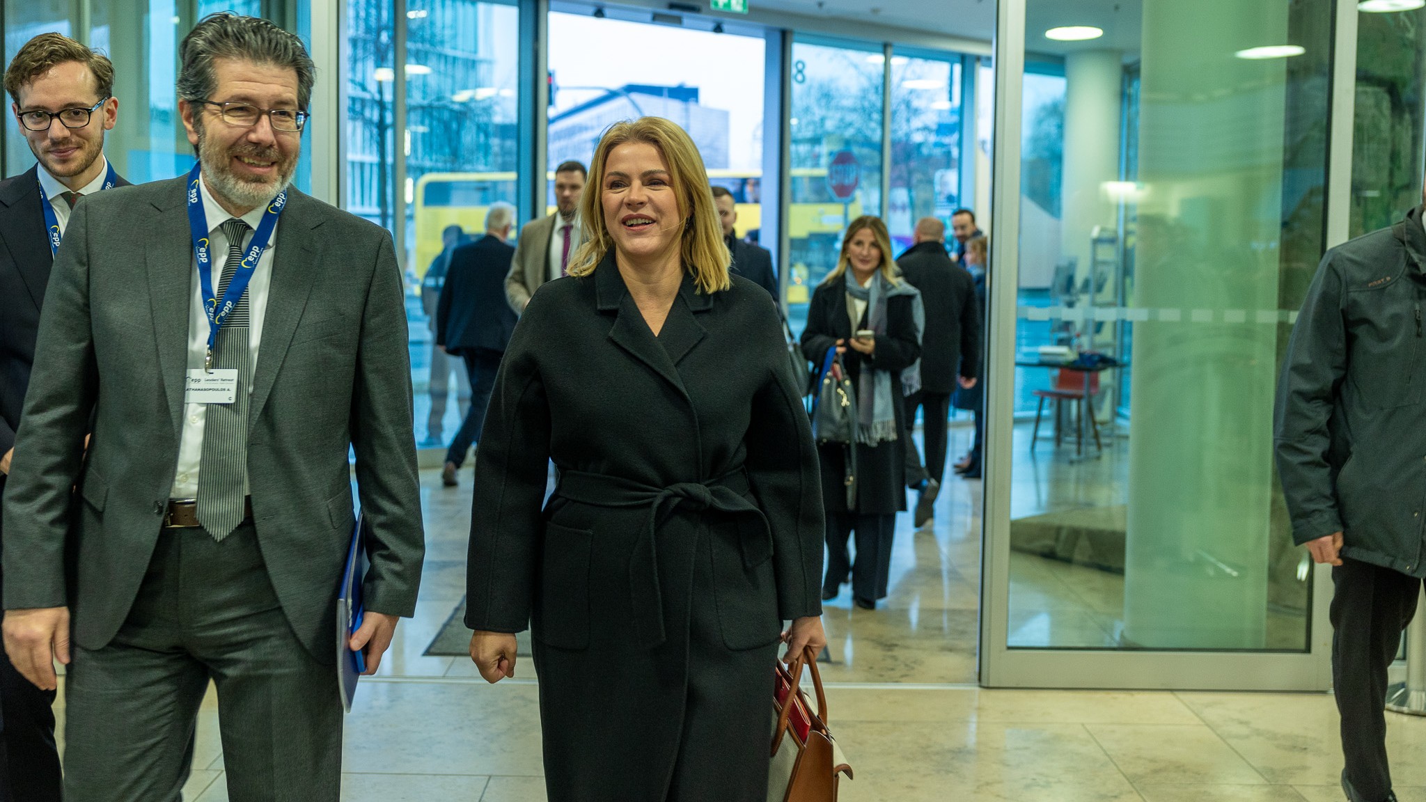 Latvian Prime Minister Evika Siliņa (C) at the Leaders' Retreat of the European People's Party on January 17, 2025