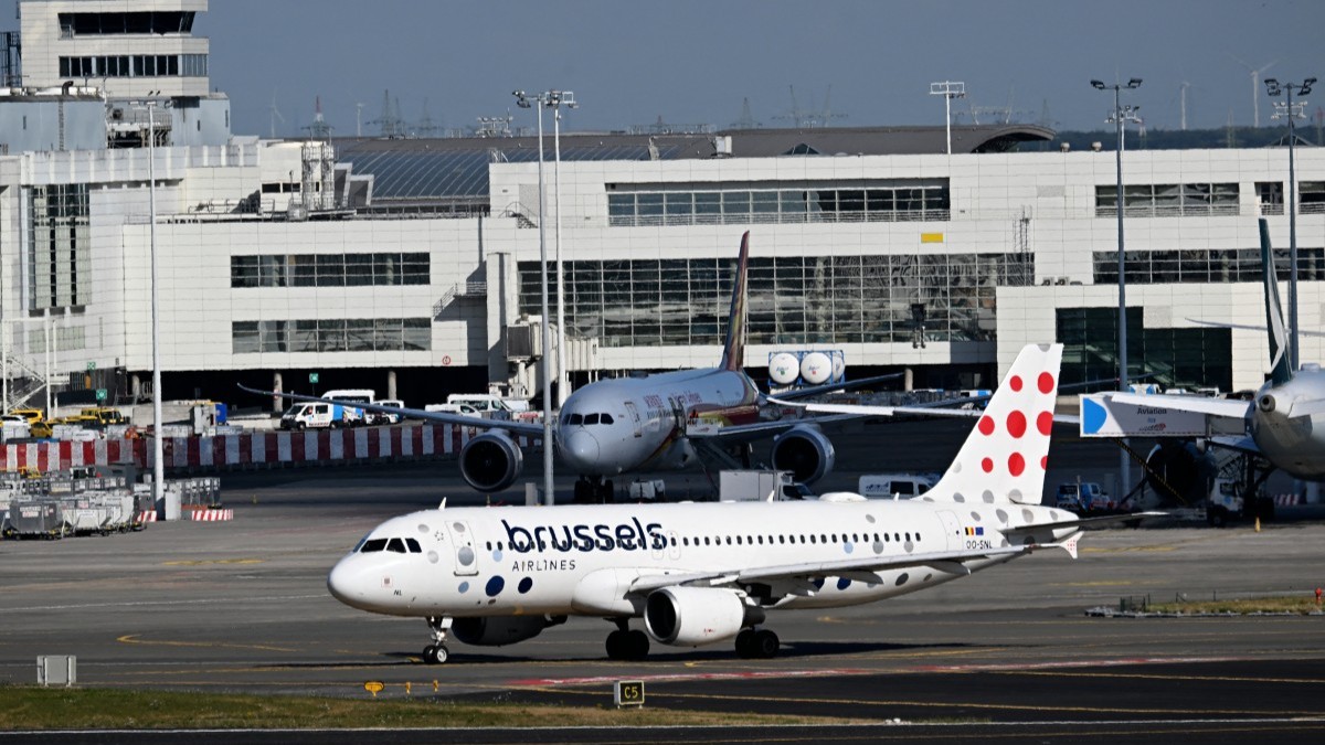A Brussels Airlines aircraft on the tarmac at Zaventem airport in Brussels on August 21, 2025