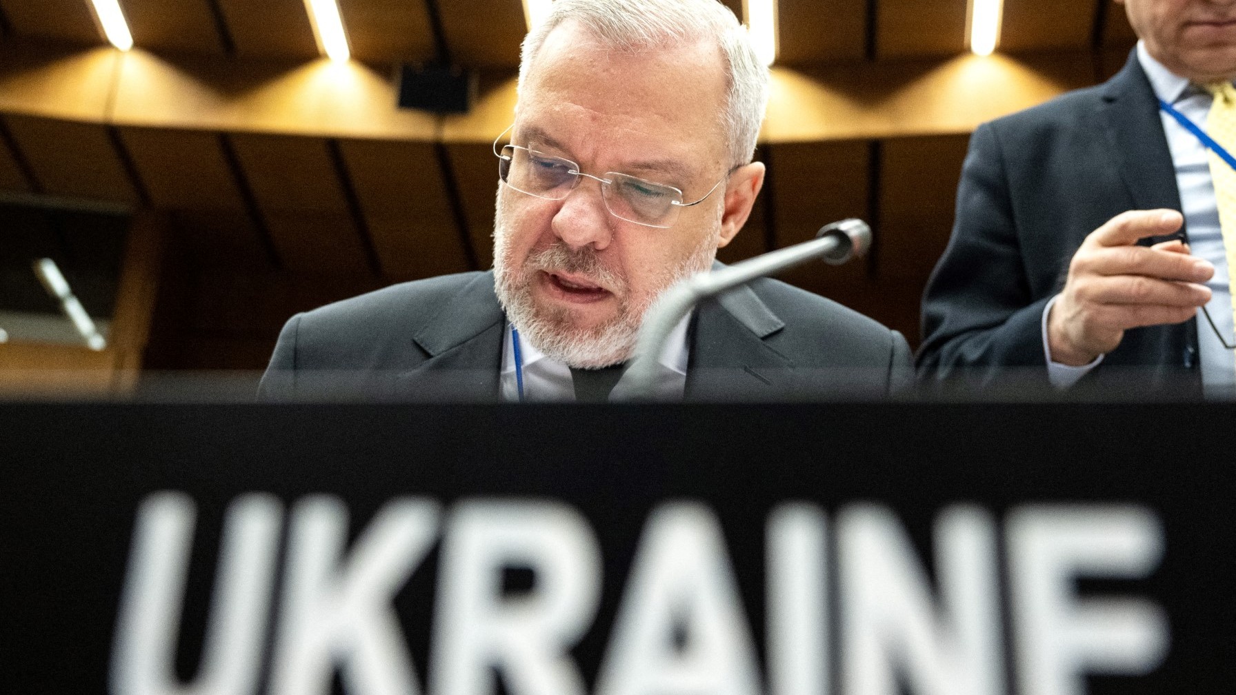 Ukrainian minister of energy German Galushchenko attends the IAEA’s Board of Governors meeting at the agency's headquarters in Vienna, Austria on December 12, 2024.